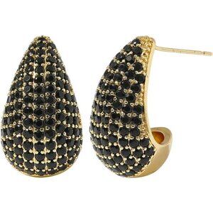 Black Zirconia Teardrop Earrings – Elegant Sterling Silver Plated